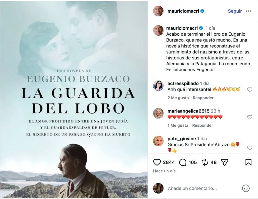 Macri recomendó la novela de Burzaco sobre los nazis