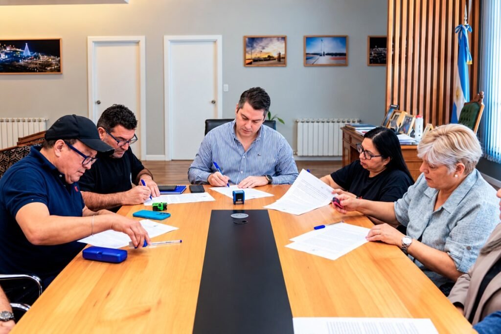 Martín Perez encabezó la firma de acuerdo salarial con gremios de trabajadores municipales