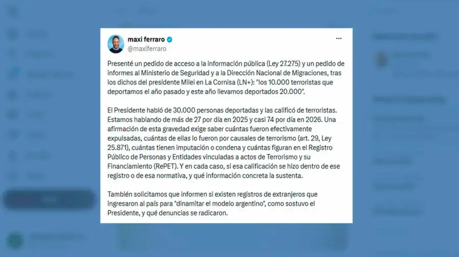 Milei afirmó que Argentina deportó 30.000 terroristas